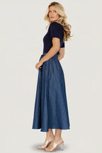 Olina Midi Dress | Chambray + Navy