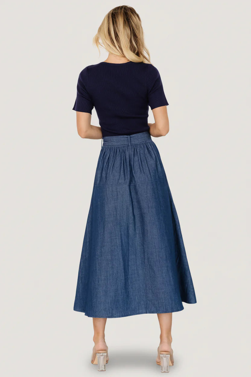 Olina Midi Dress | Chambray + Navy