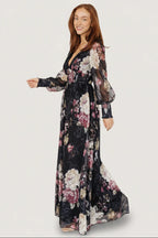 Jolie Embroidered Tulle Dress | Midnight + Mauve Floral