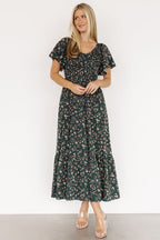 Jerah Smocked Dress | Deep Jade Floral