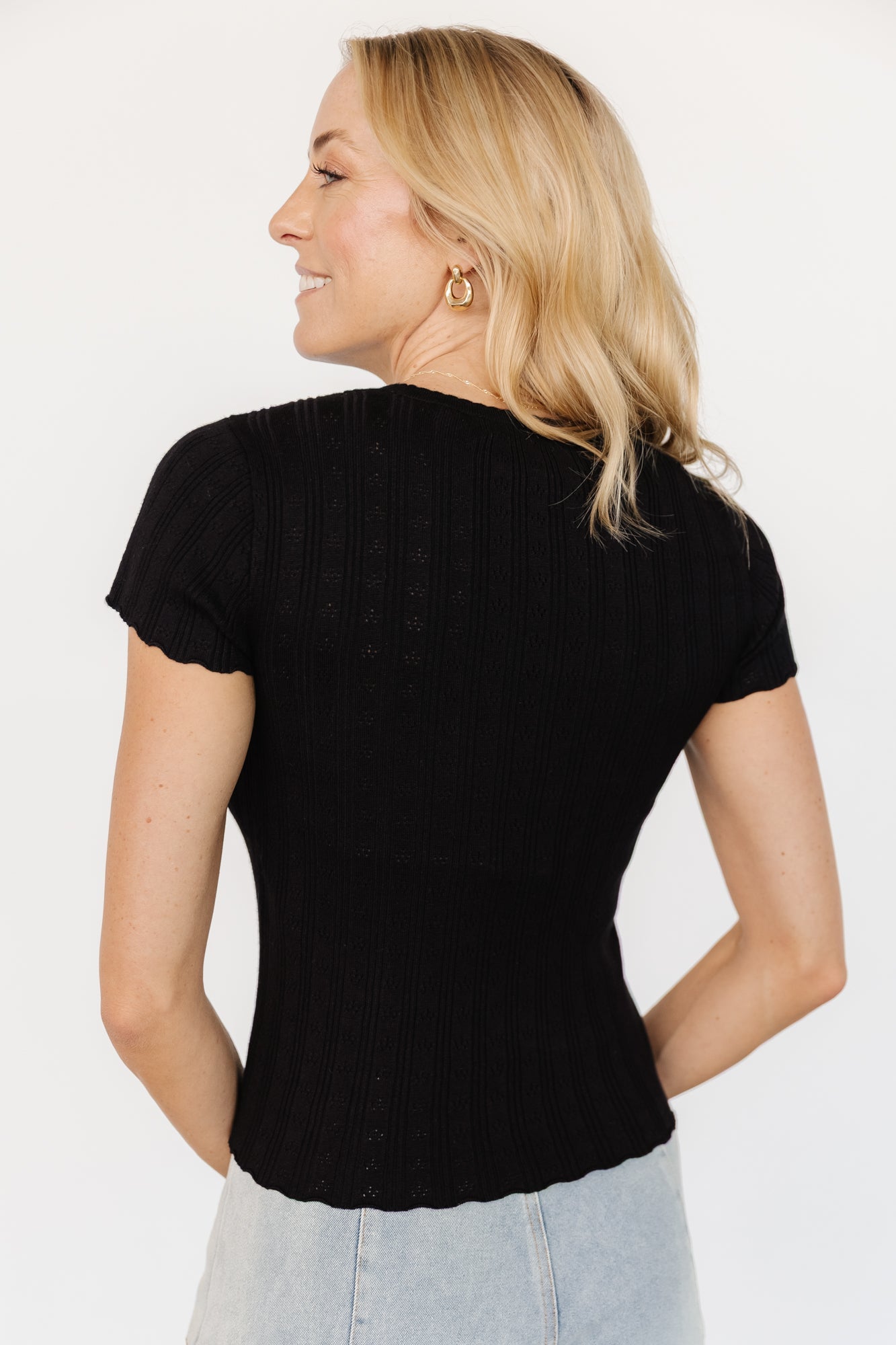 Penny Pointelle Top | Black