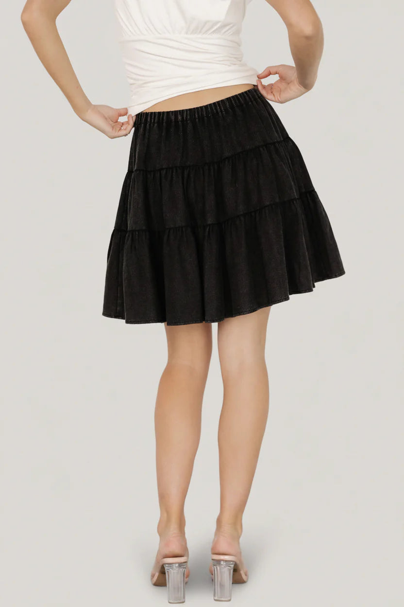 Ebba Short Skirt | Washed Black