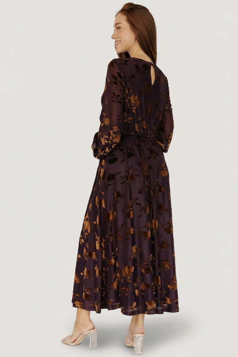 Thora Velvet Dress | Deep Plum + Bronze