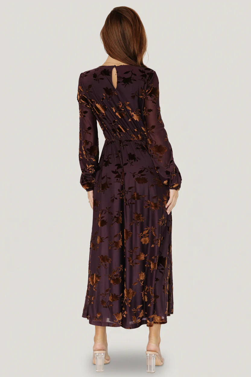 Thora Velvet Dress | Deep Plum + Bronze