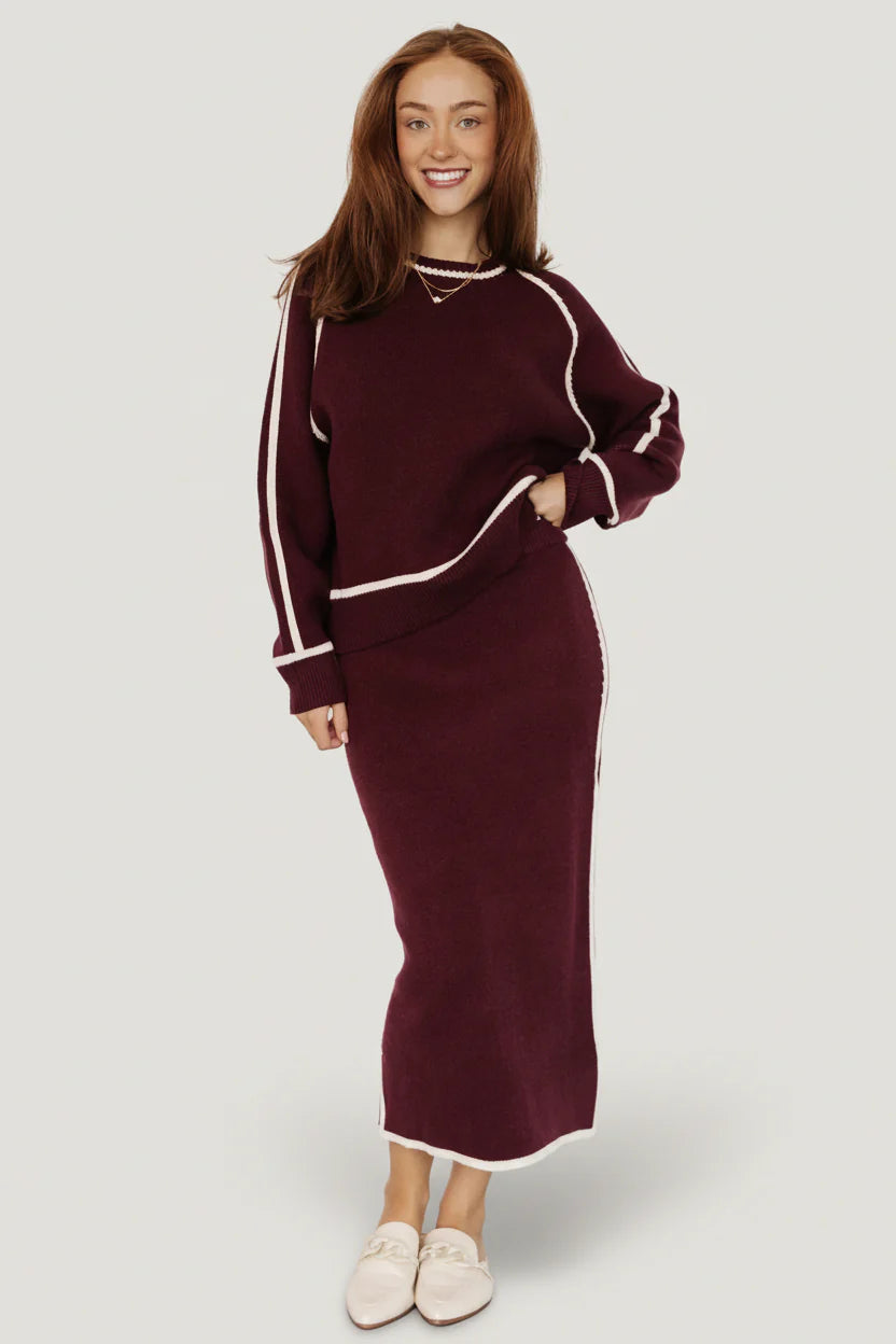 Ava Knit Sweater | Wine