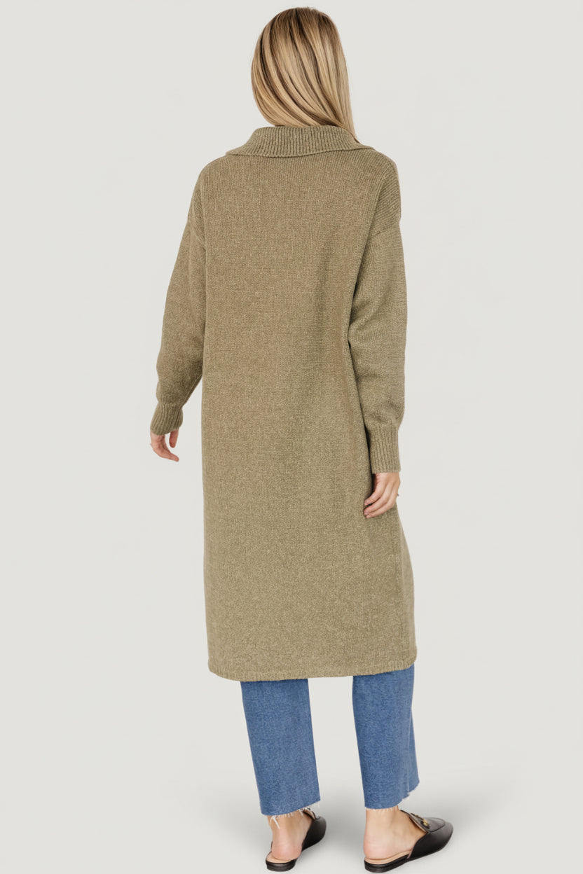 Ontario Long Button Cardigan | Olive