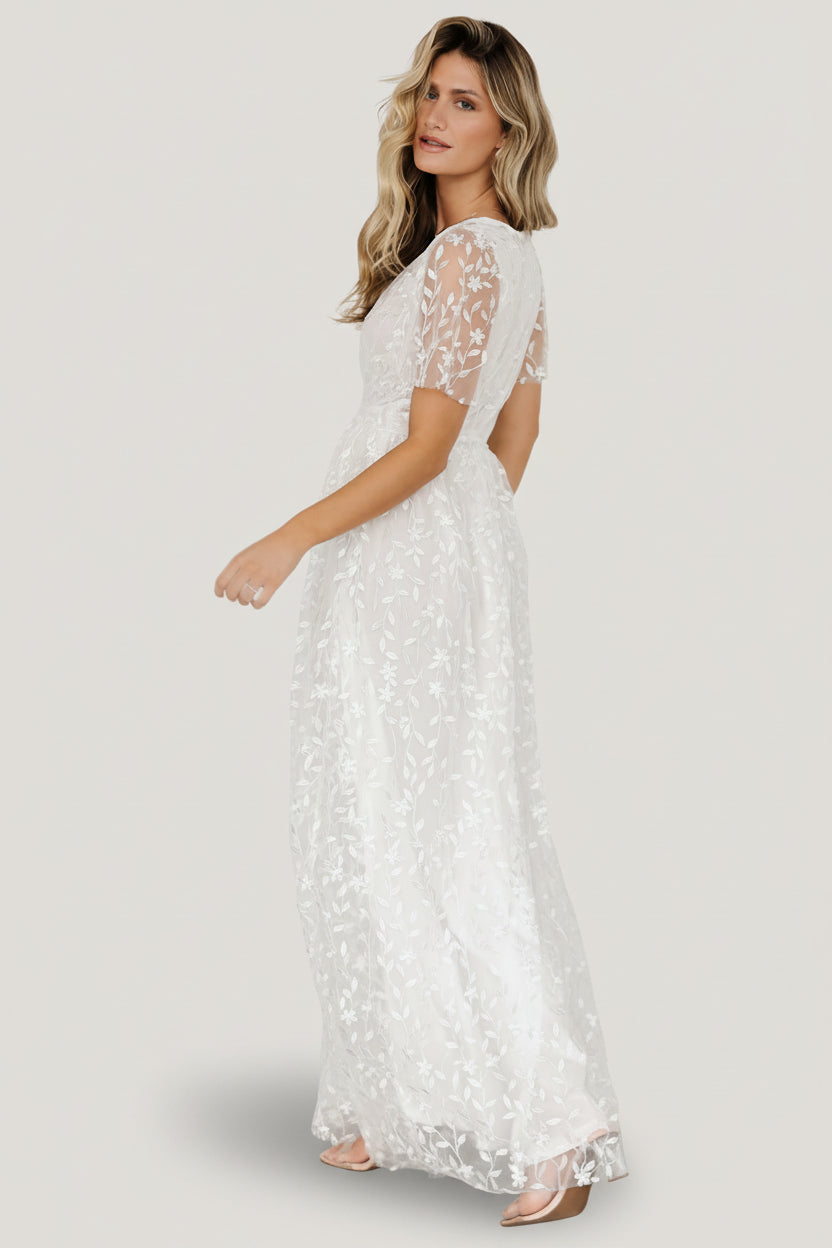 Marseille Embossed Maxi Dress | White