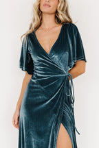 Meghan Velvet Wrap Maxi Dress | Persian Blue