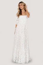 Paloma Smocked Feather Maxi Dress | Off White
