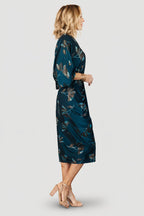 Shaneen Ruched Midi Dress | Jade Floral Shimmer