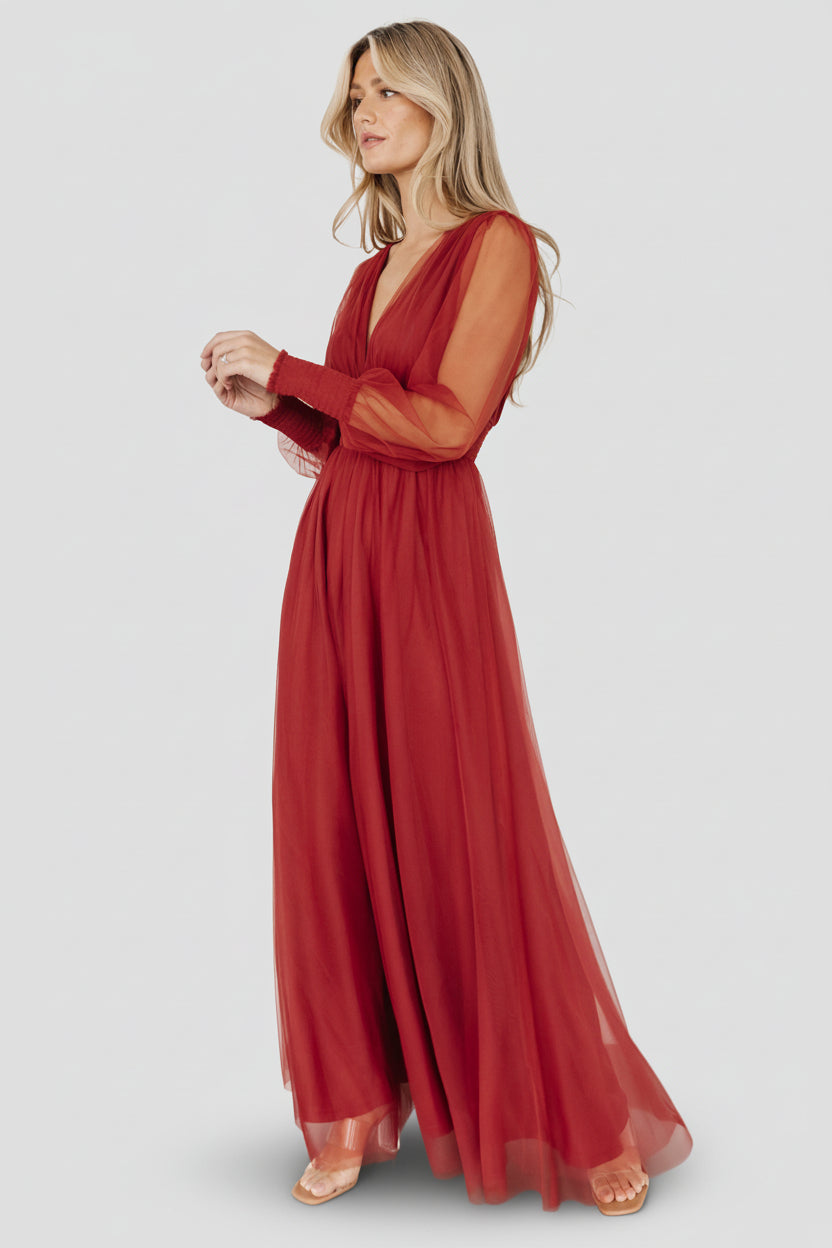 Layla Tulle Maxi Dress | Terracotta