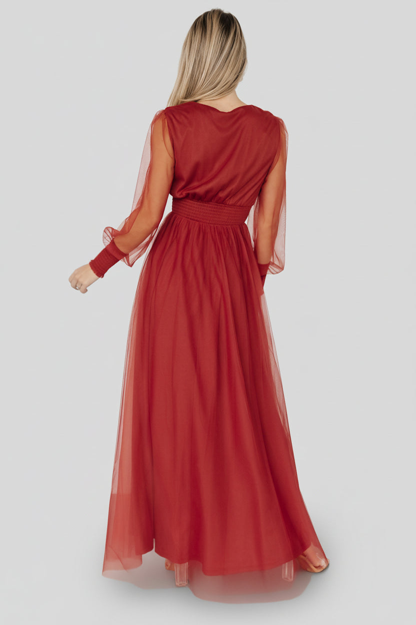 Layla Tulle Maxi Dress | Terracotta