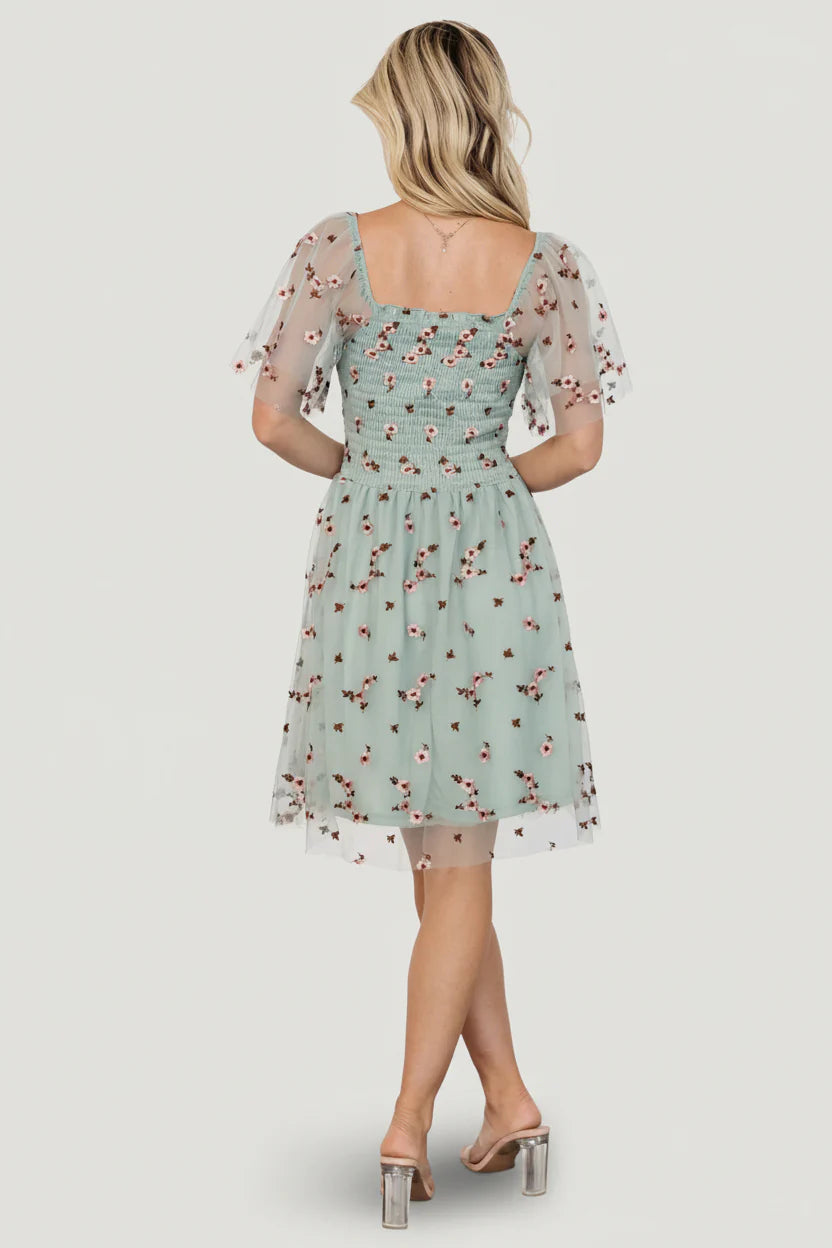 Tivoli Tulle Short Dress | Sage + Pink