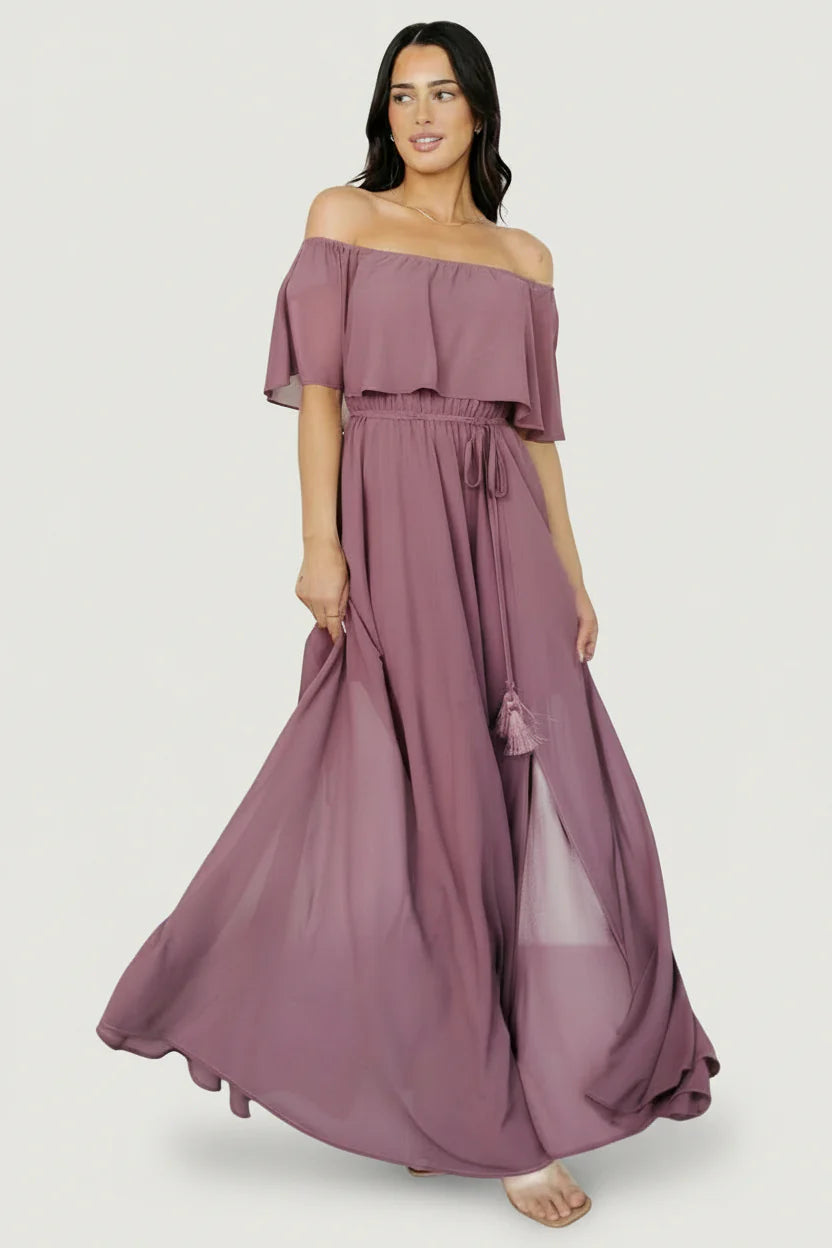 Victoria Off Shoulder Maxi Dress | Vintage Plum