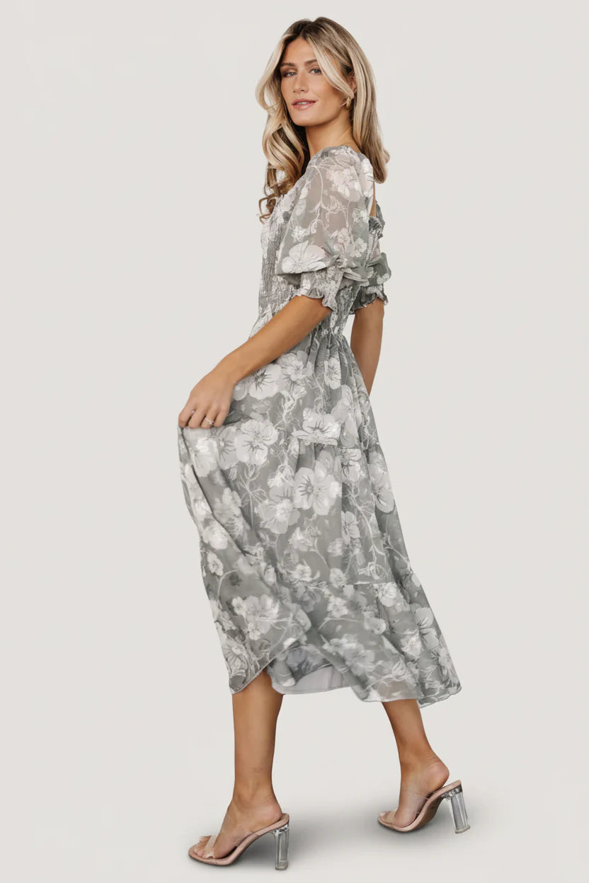 Fabian Jacquard Midi Dress | Dusty Sage