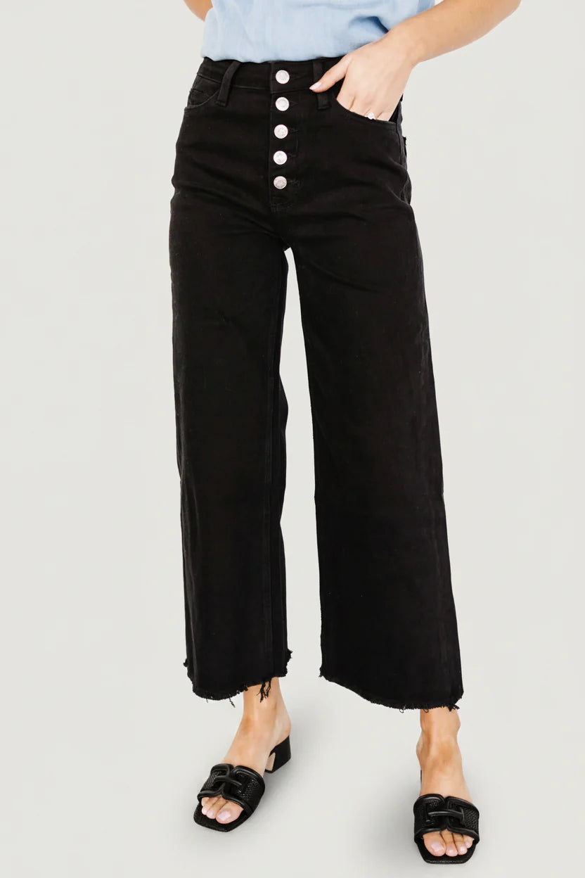 Georgie High Rise Wide Leg Jeans | Black