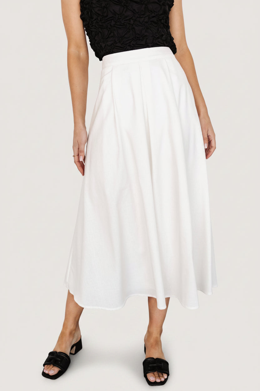 Katie Pleated Midi Skirt | Off White