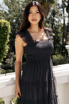 Emma Smocked Tulle Dress | Black