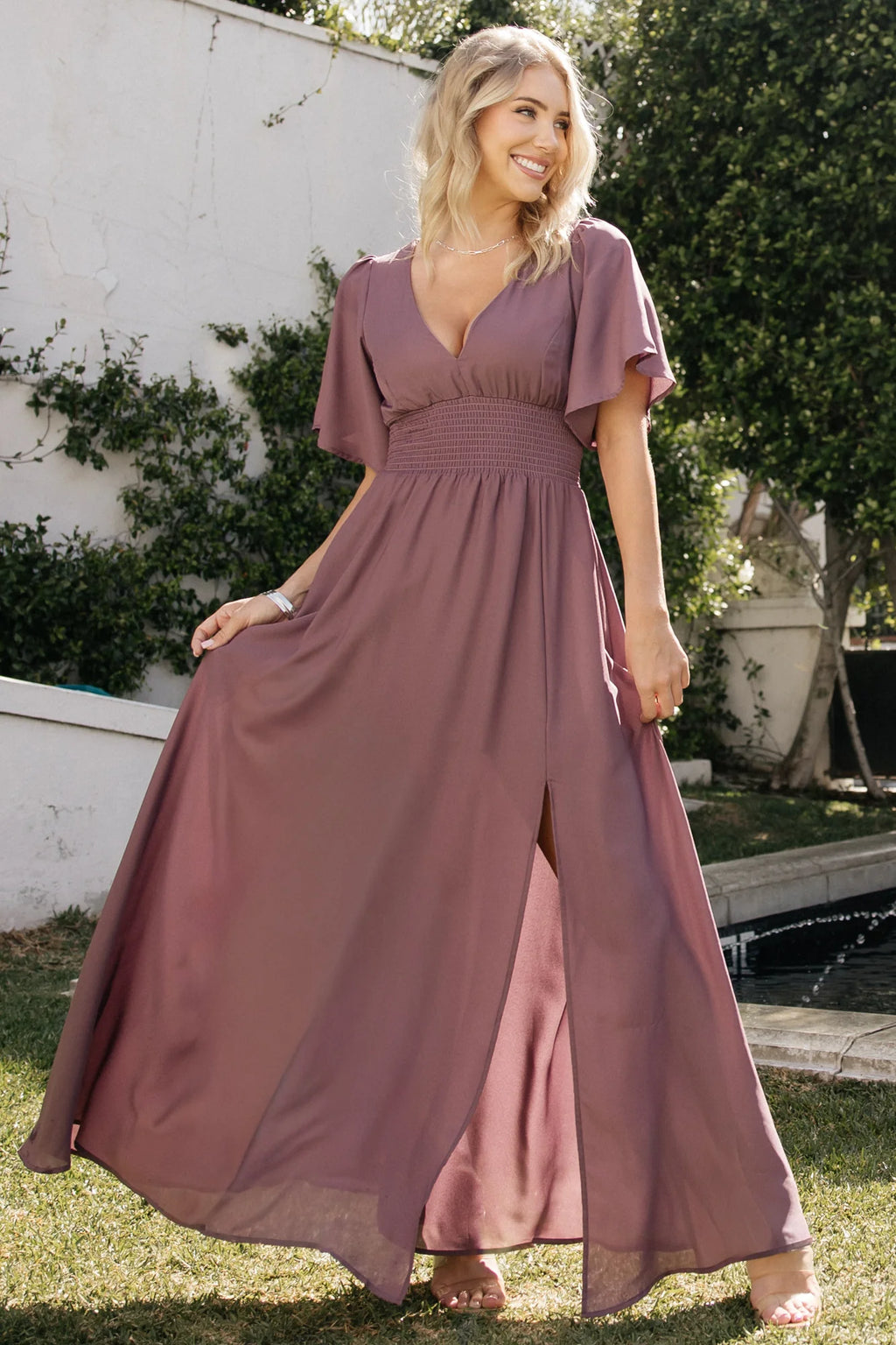 Verona Smocked Maxi Dress | Vintage Plum
