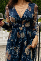 Layla Tulle Maxi Dress | Blue + Golden Floral