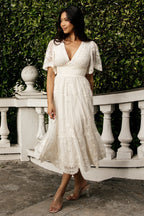 Clarisa Lace Midi Dress | Vintage Cream