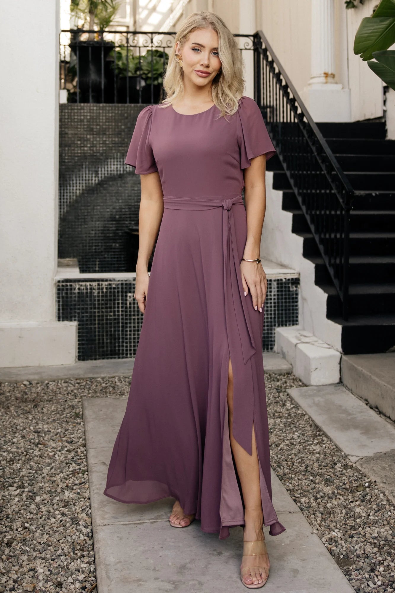 Naomi Short Sleeve Maxi Dress | Vintage Plum