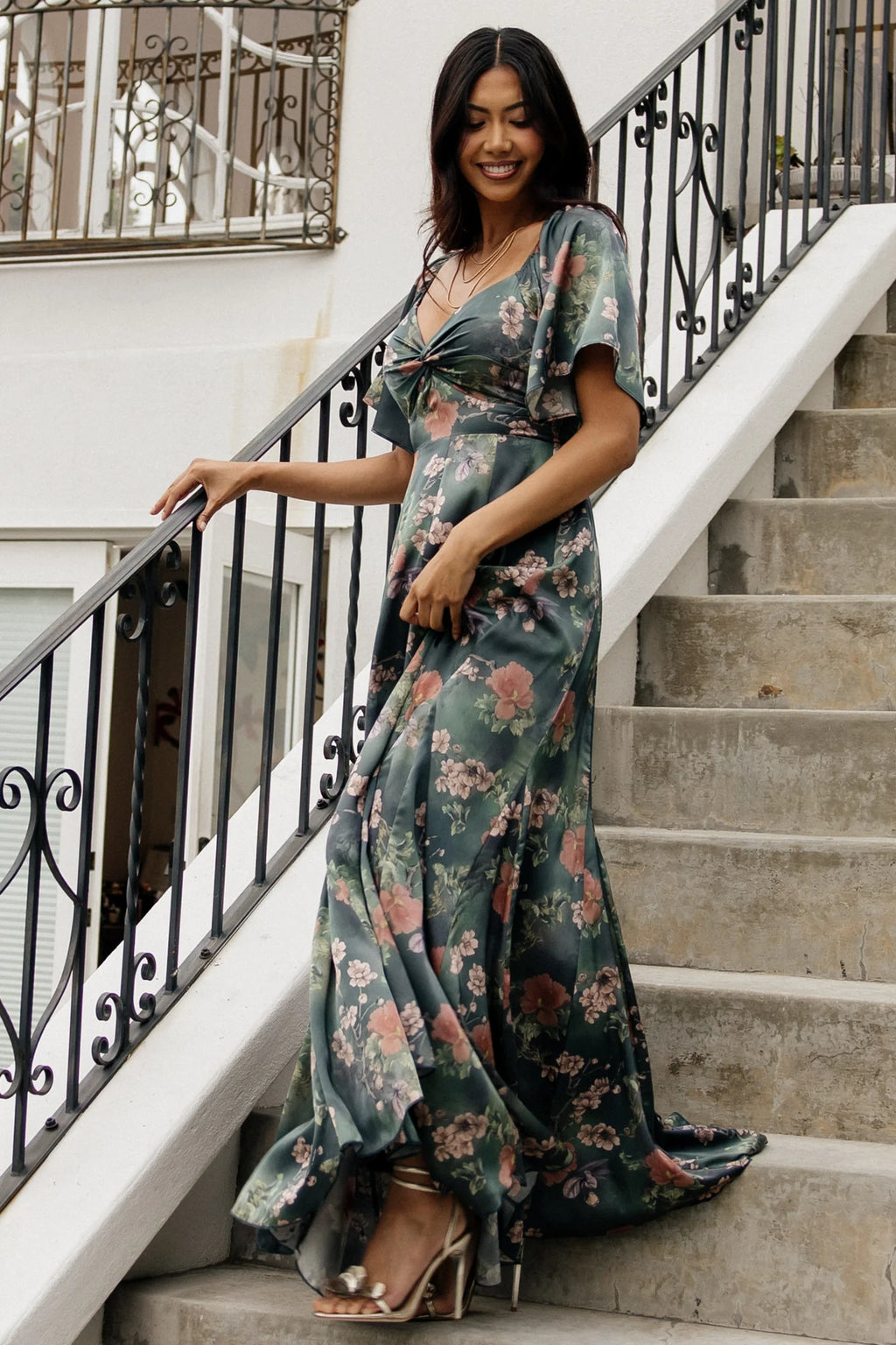 Caterina Maxi Dress | Dark Green Floral