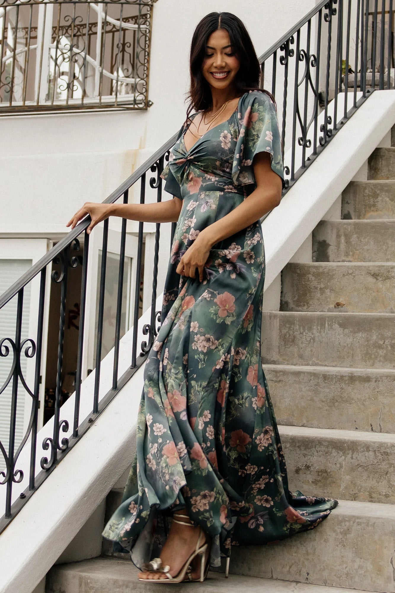 Caterina Maxi Dress | Dark Green Floral