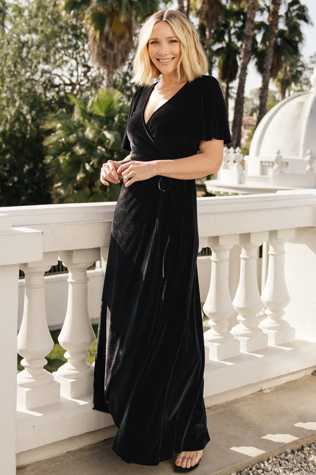 Katelyn Velvet Maxi Wrap Dress | Black