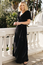 Katelyn Velvet Maxi Wrap Dress | Black