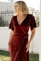 Meghan Velvet Wrap Maxi Dress | Terracotta