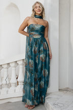 Elias Strapless Maxi Dress | Deep Teal Floral