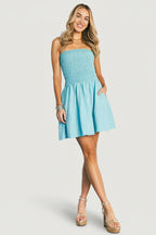 Cielo Strapless Short Dress | Aqua