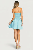 Cielo Strapless Short Dress | Aqua