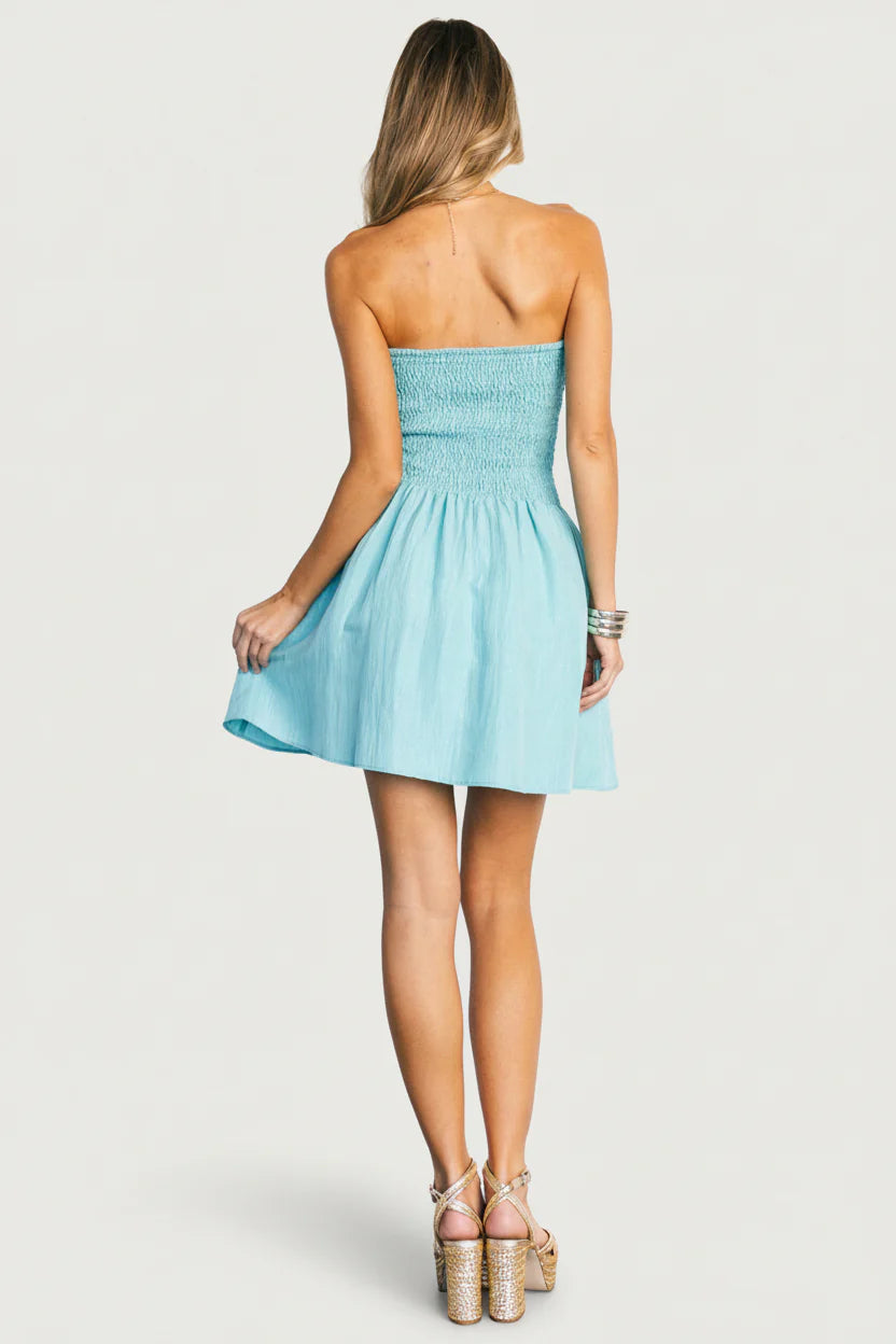 Cielo Strapless Short Dress | Aqua