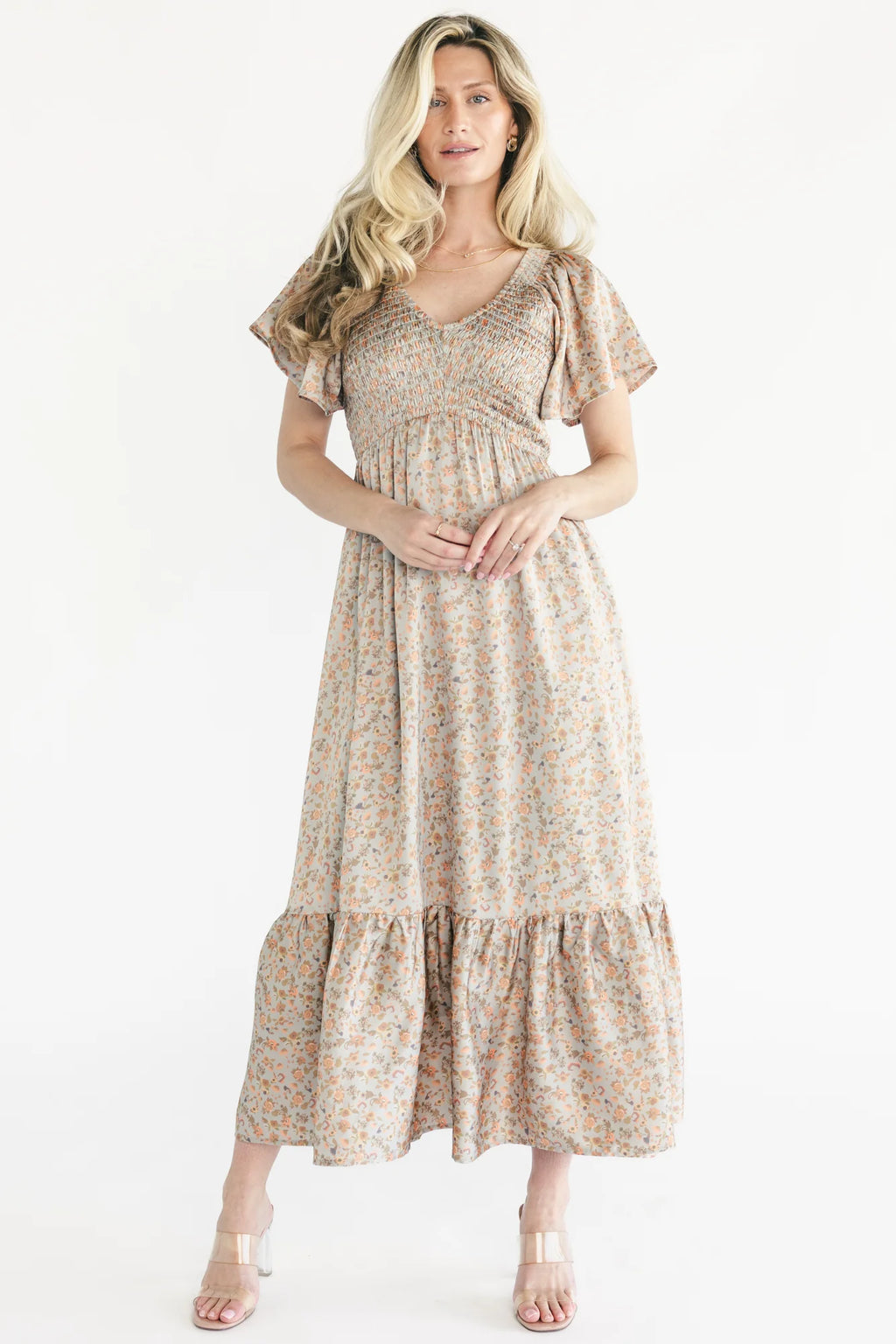 Rosie Smocked Dress | Sage Floral