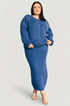 Blair Rib Knit Cardigan | Blue