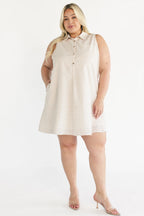 Dolly Short Dress | Beige Gingham Print