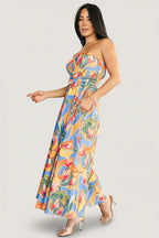 Solana Strapless Midi Dress | Blue Multi