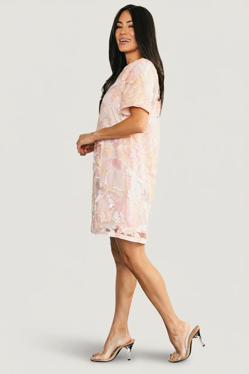 Patricia Sequin Short Dress | Blush