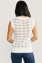 Baeza Crochet Tank | Blue + Off White
