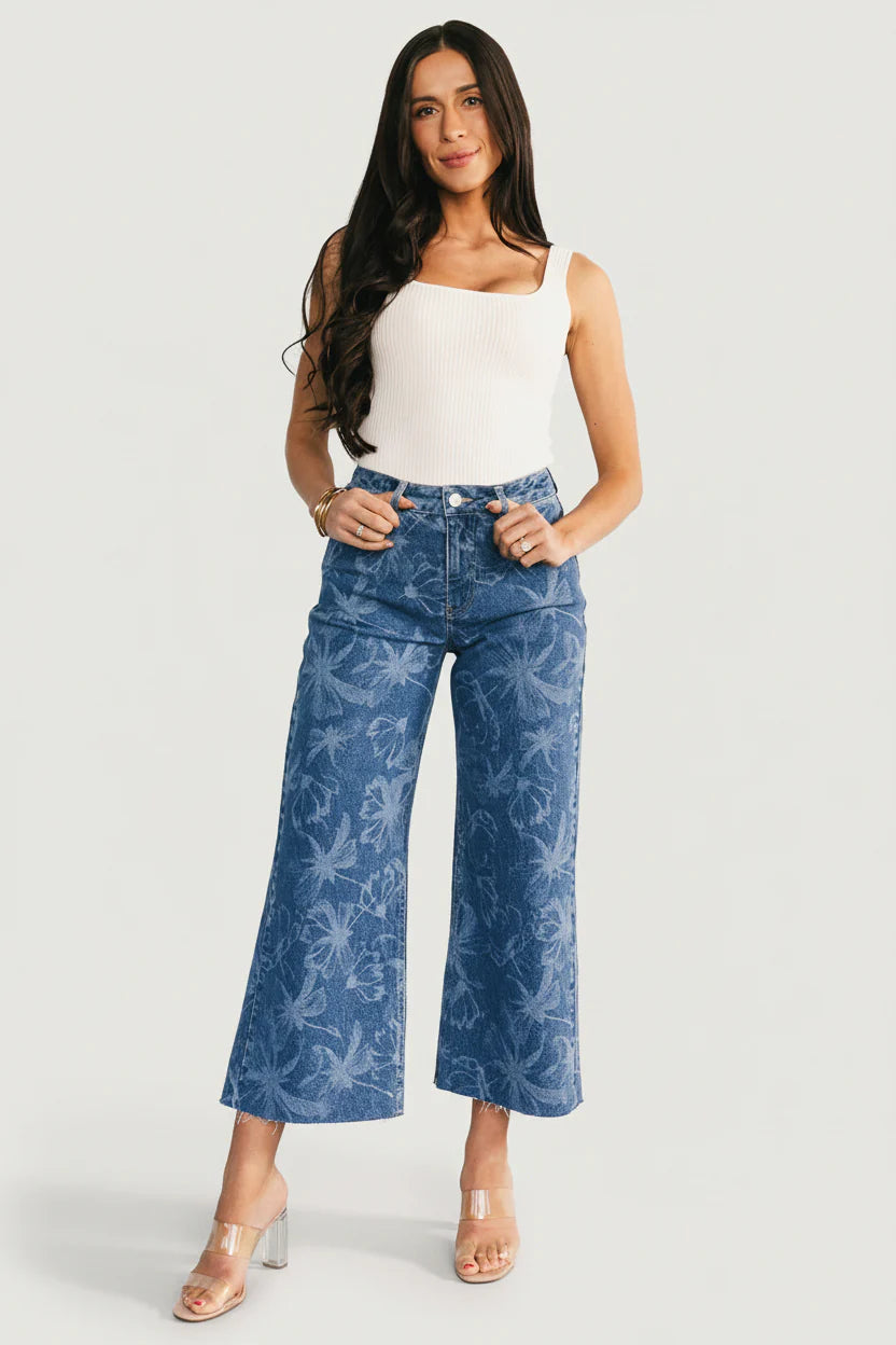 Cádiz Mid Rise Relaxed Jeans | Medium Floral Wash