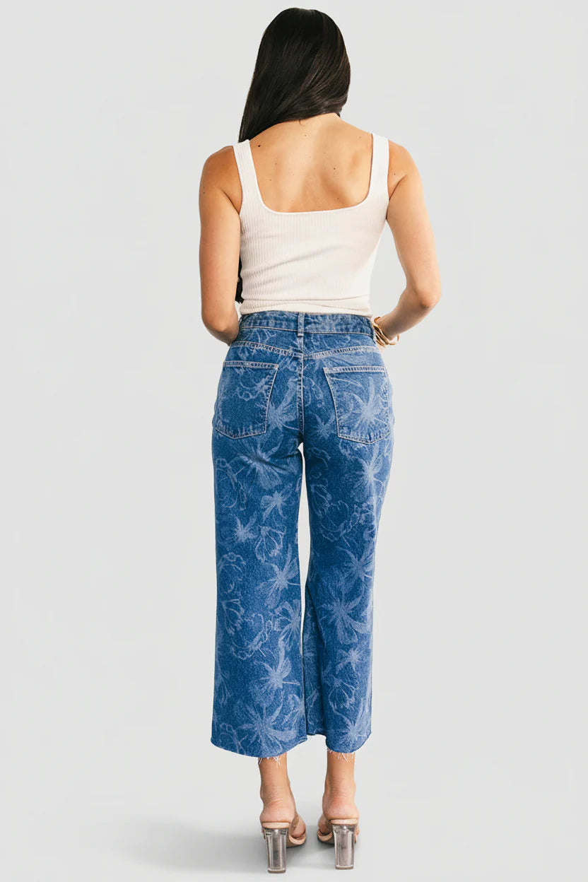 Cádiz Mid Rise Relaxed Jeans | Medium Floral Wash