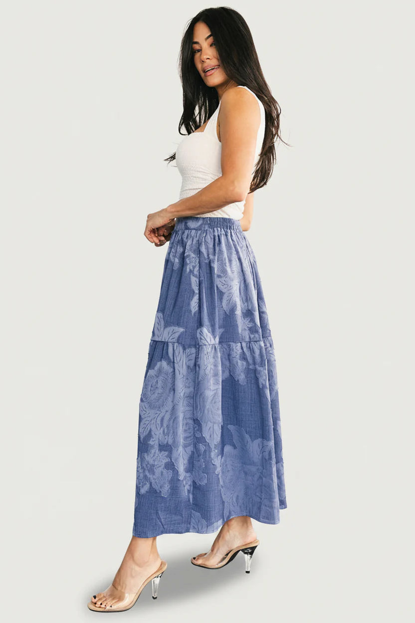 Alejandra Midi Skirt | Blue Floral