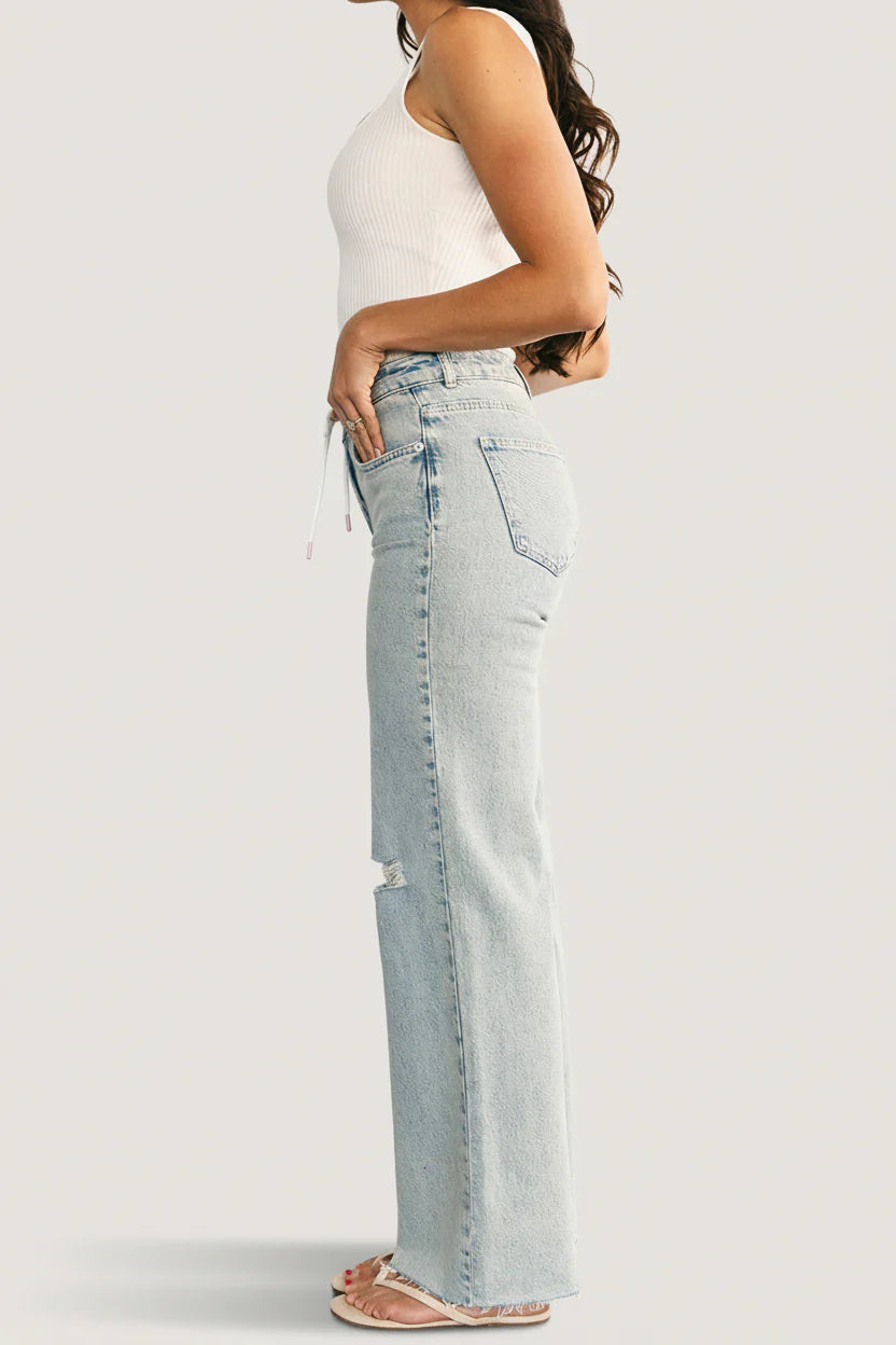 Ronda Mid Rise Ripped Jeans | Light Wash