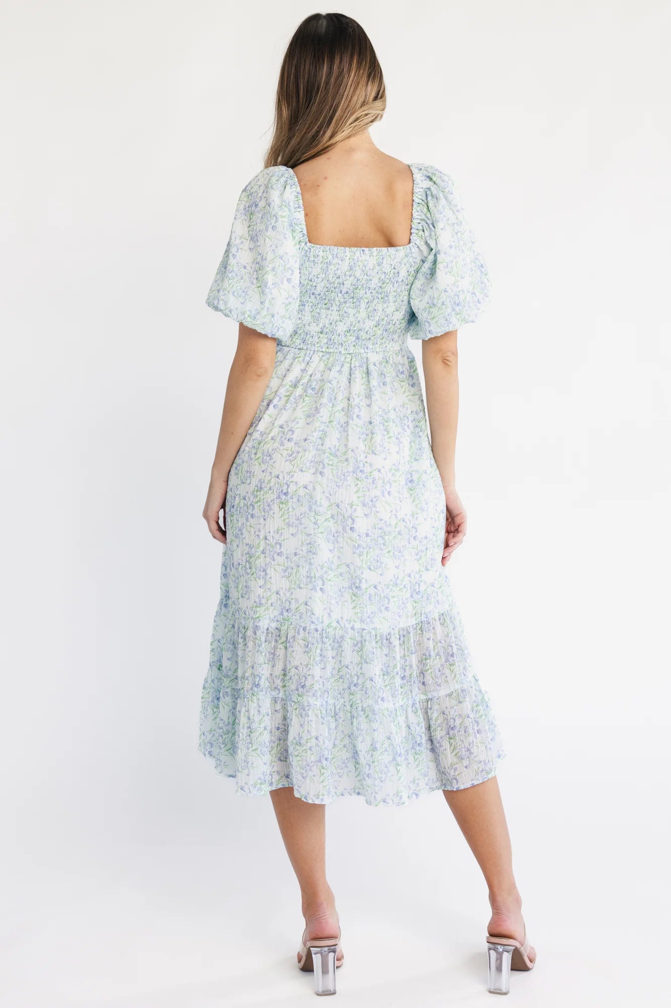 Jane Bow Midi Dress | Blue + Green Floral