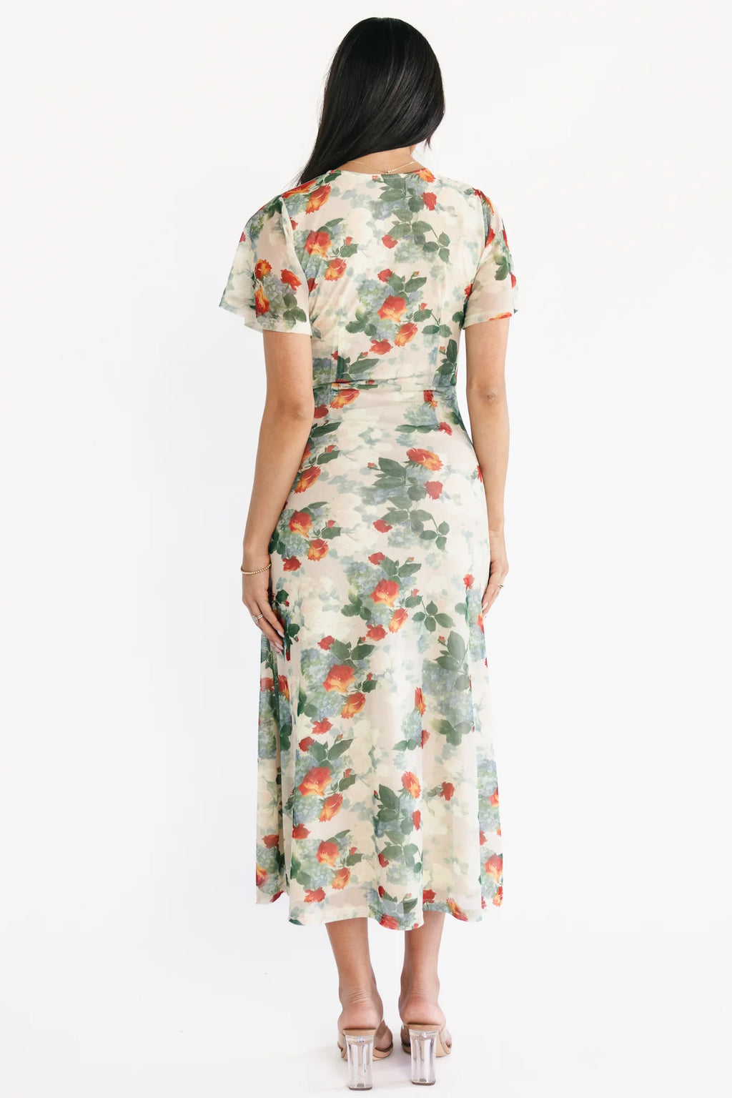 Amara Mesh Dress | Cream Multi Floral