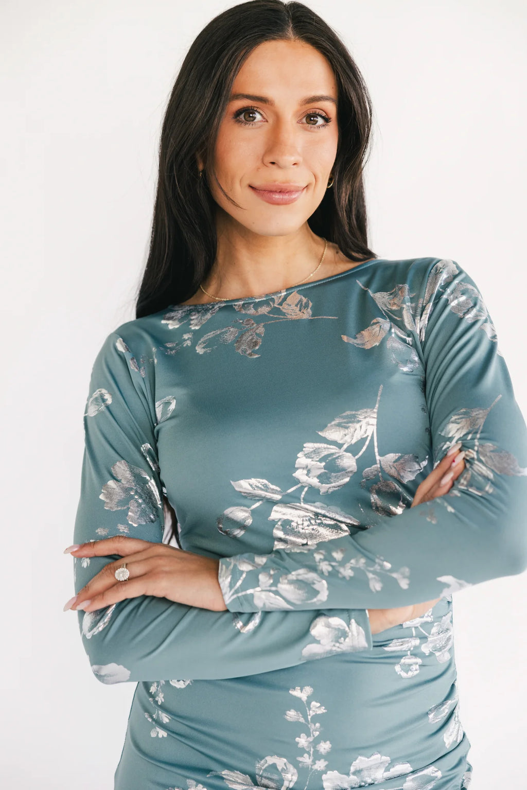 Valeria Midi Dress | Vintage Teal + Silver