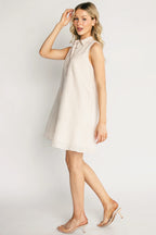 Dolly Short Dress | Beige Gingham Print