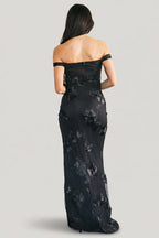 Kinsley Off Shoulder Maxi Dress | Black Floral
